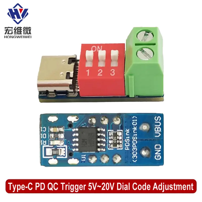 Type-C PD QC Trigger 5V~20V Dial Code Adjustment DC Voltage Power Module Dial Adjustment Voltage Fast Charging Decoy Module image 1