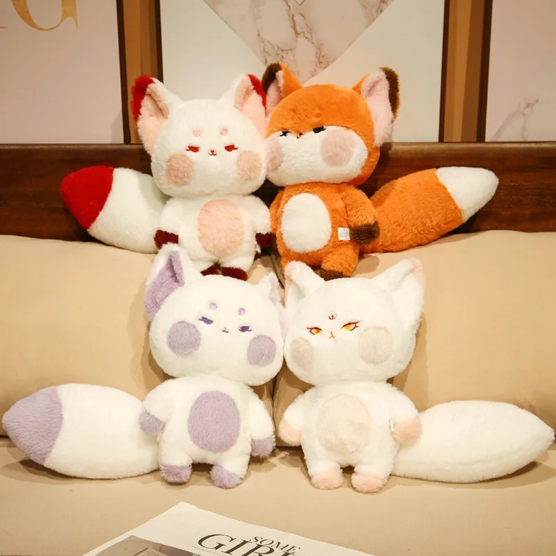 

Cartoon Anime Fat Fox Plush Throw Pillow Toy Cute Stuffed Animals Round Fatty Fluffy Foxes Plushies Doll Cushion Soft Kids Toys