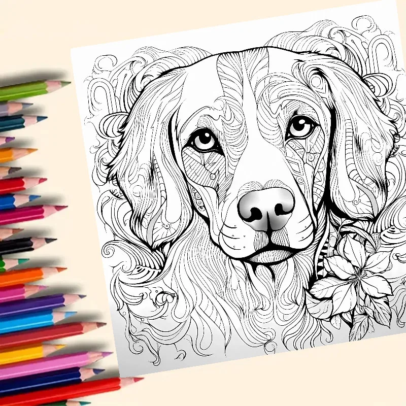 Mandala Dog Art Coloring Book 20 Page For Birthday Party Relieve Stress Kill Time Graffiti Painting Drawing Adult Picture Books 3