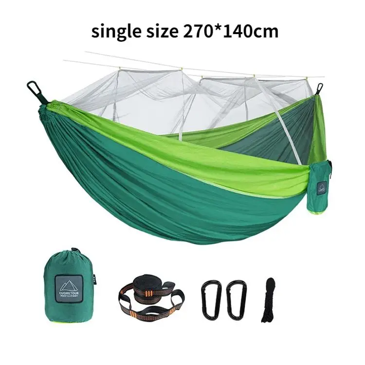 270*140cm Single Person Portable Travel Outdoor Camping Hanging Sleeping Hammock with Mosquito Net
