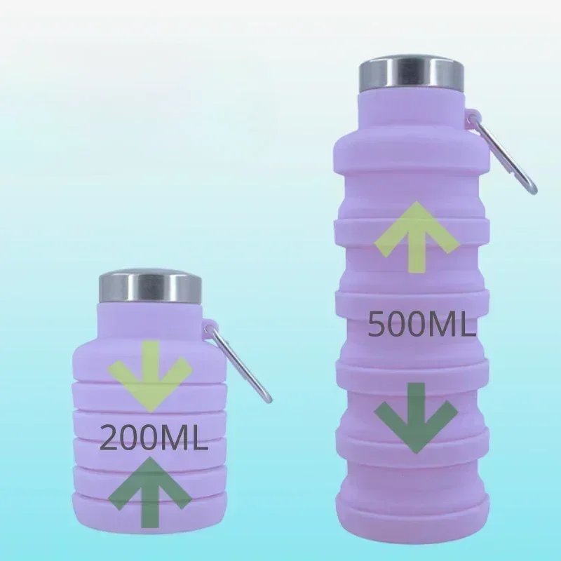 Collapsible Water Bottle 500ml BPA Free Portable Telescopic Cup for Outdoor Travel Sport Gym Camping Hiking Accessories