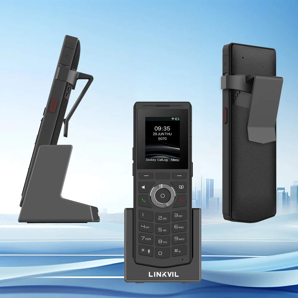 LINKVIL Portable Dual Band IP Phone with Belt Clip Wireless SIP Telephone with Lithium Battery Charging Phone