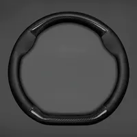 Genuine Leather Car Steering Wheel Cover, Carbon Fiber Grip, All-Season Anti-Slip Breathable Steering Wheel Cover for Vehicles 1