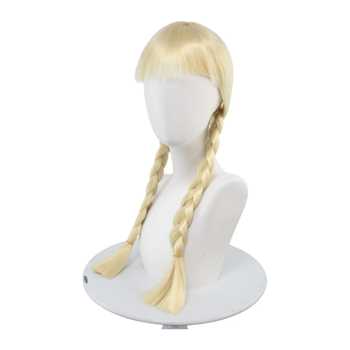Radiant Blonde Braided Synthetic Wig with Bangs for Cosplay & Costume Events
