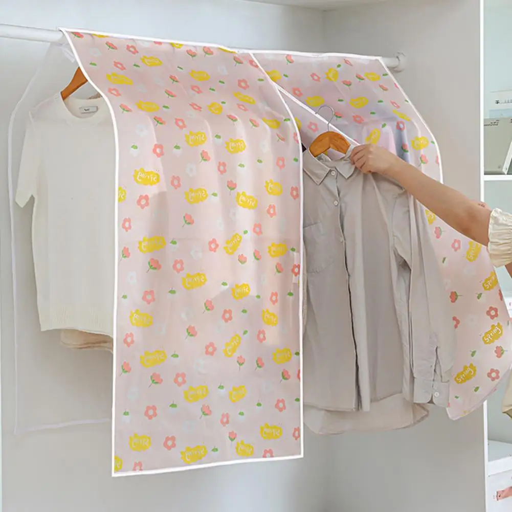Clothing Dust Cover Moistureproof Garment Bag Dustcover Hanging Cartoon Print Clothes Dustproof Bag Wardrobe Supplies