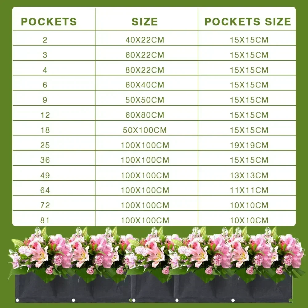 Wall Hanging Pockets Planting Bags Flower Pot Home Garden Grow Bag Garden Planter Vertical Suculentas Plant Pot Home Decor flower pot plant pot planting bag