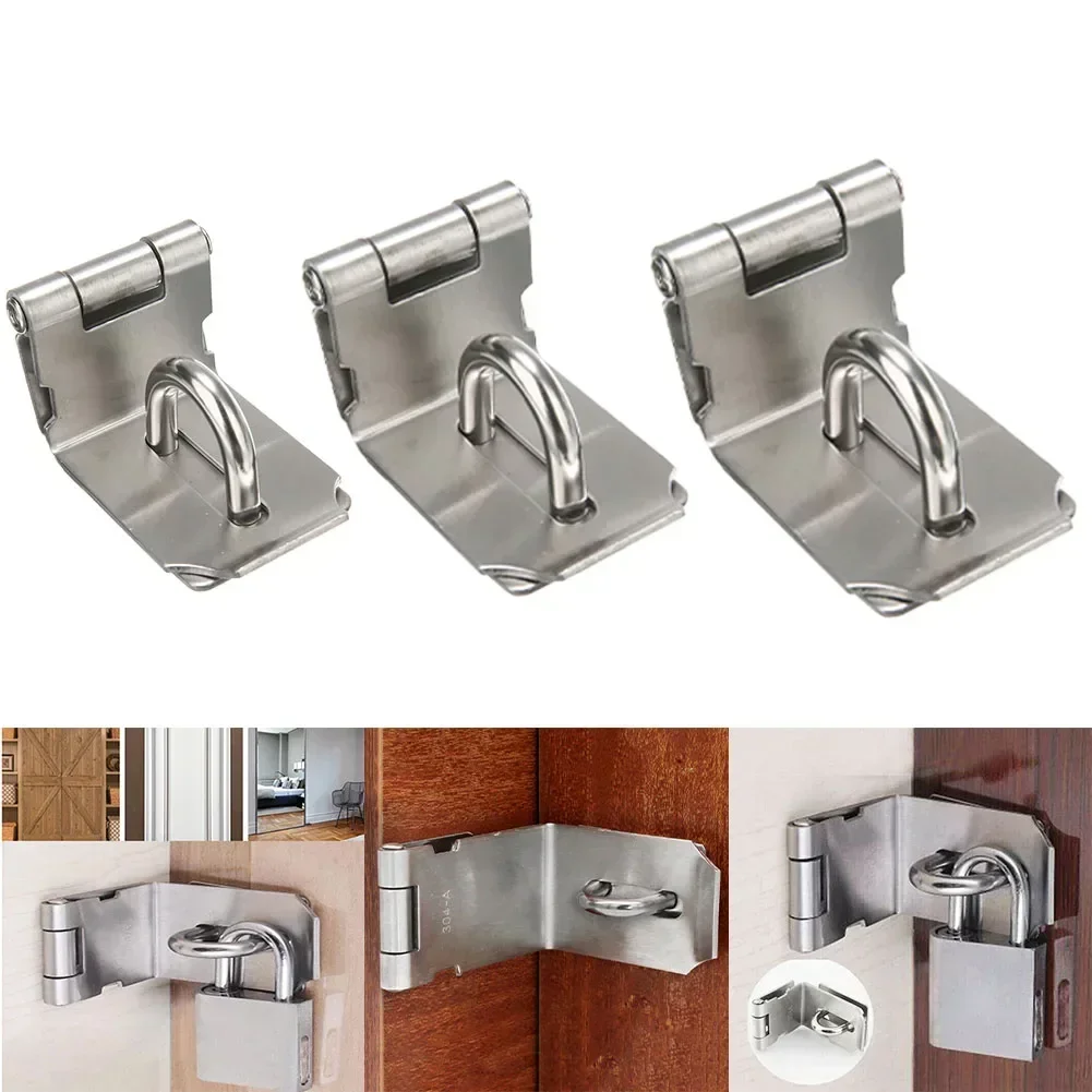90 Degree Door Clasp Lock Stainless Steel Padlock Hasp Right Angle Shed Gate Latch Home Drawer padlock Bolt Door Buckle Screws