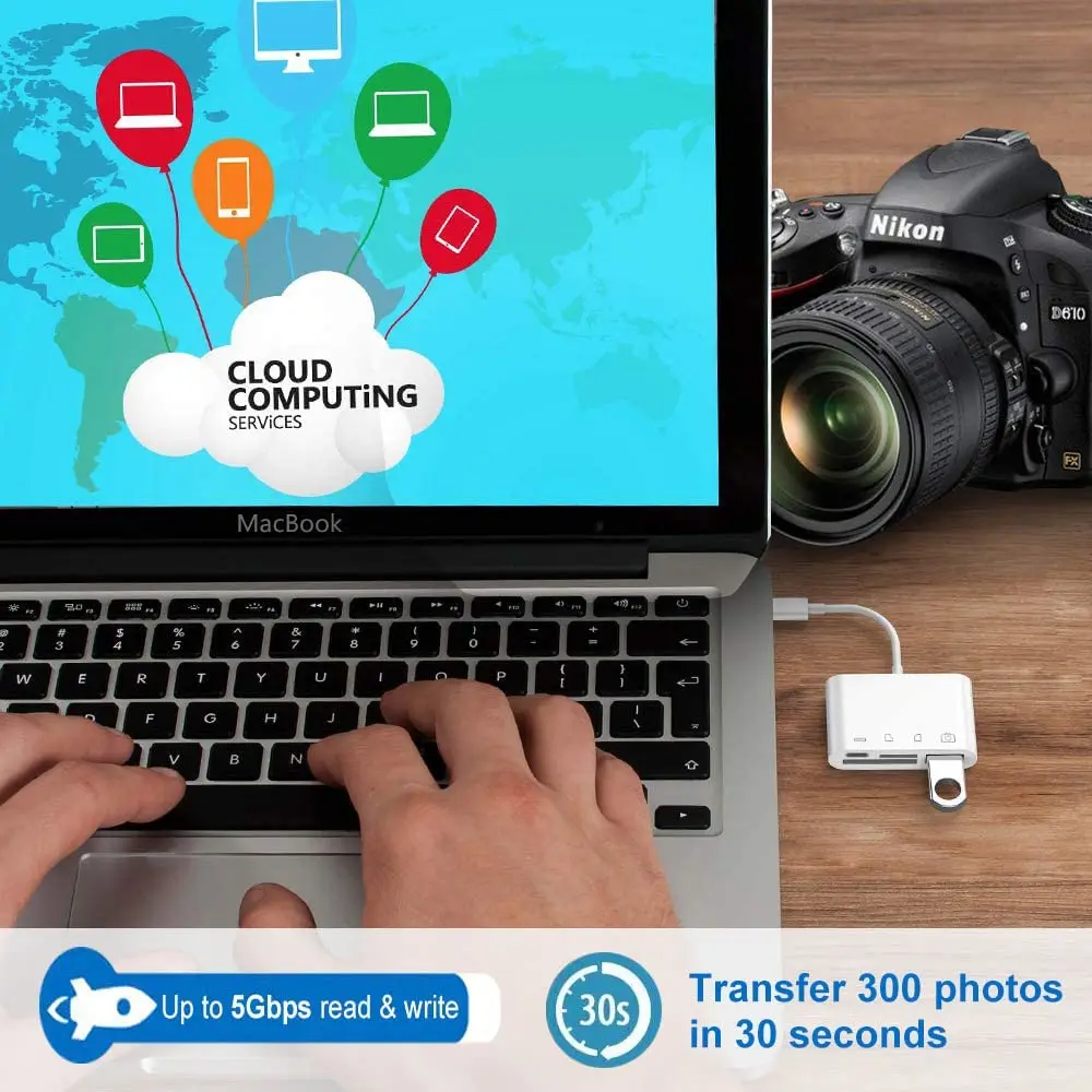 Type-c SD/Micro SD 카드 리더기 4 in 1 USB C 또는 Lightning-메모리 카드 어댑터(충전 포트 포함) USB 3.0 Female OTG 어댑터