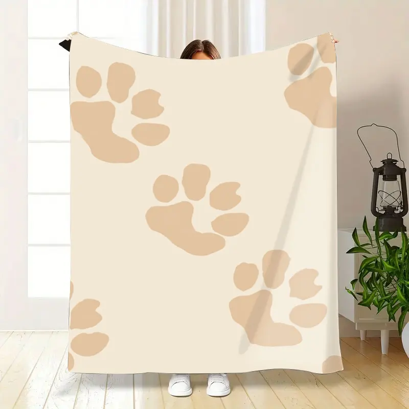 Cozy Paw Print Flannel Blanket for Pet Lovers