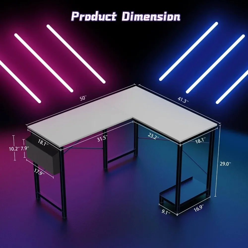 L Shaped Gaming Desk,Stylish Computer Desk – Minimalist Design with Cable Management for A Clean Workspace,Computer Desks 5