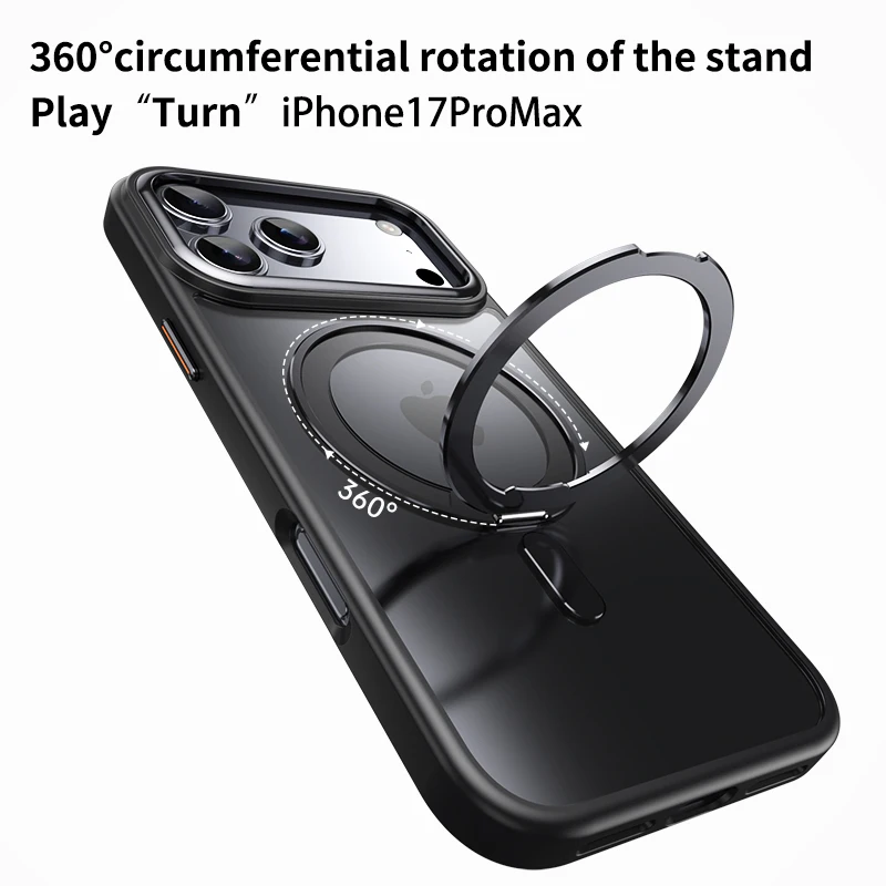 Enhanced 360° Rotating Magnetic Stand Case with Premium Metal Button and Folding Bracket