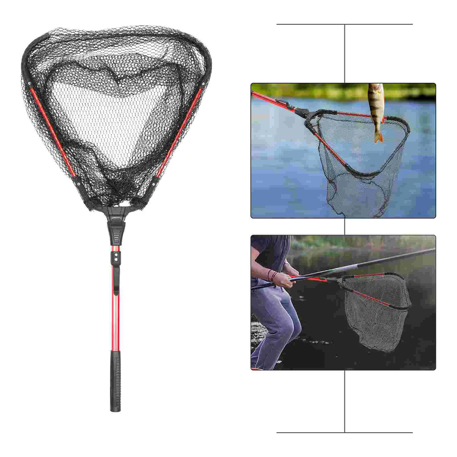 LINNHUE Fishing Net 90cm Foldable Fishing Portable Handle Net Aluminum  Alloy Telescopic Fishing Brail Fishing Landing Scoop Net