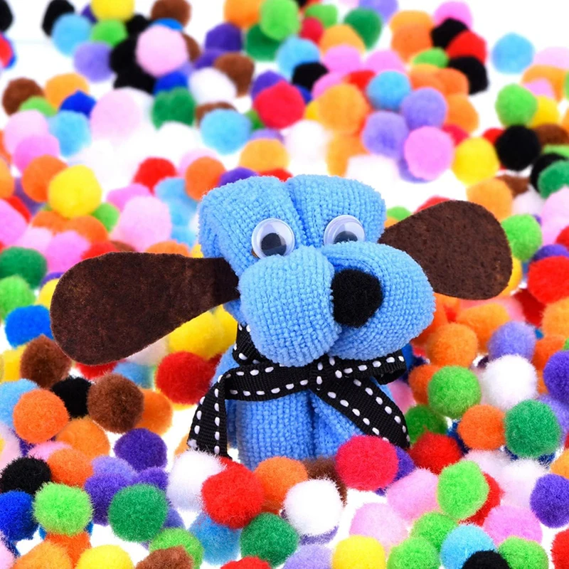 Pom Poms Craft Supplies 200-1000Pcs Mixed Color Fluffy Soft Pompones Assorted Pompoms Balls Poms Balls Craft Supplies Kids DIY Art Creative Crafts Decor