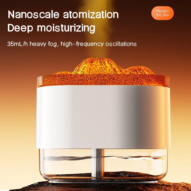 USB Volcano Air Humidifier Aromatherapy Diffuser with Ambient Light 300ML Ultrasonic Mist Maker Quiet Sprayer for Bedroom Office 3