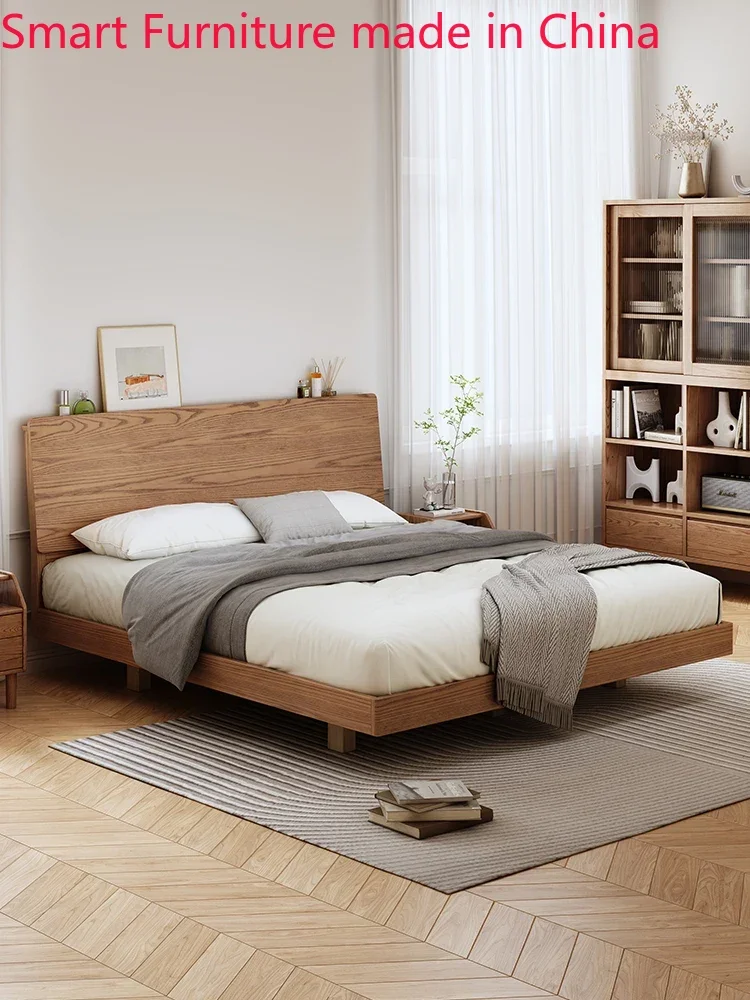 

Скандинавская кровать из цельной древесины Простая Современная небольшая единица 1,8 м белая Вощеная древесина в японском стиле Qibian провинция пространство двойная подвеска