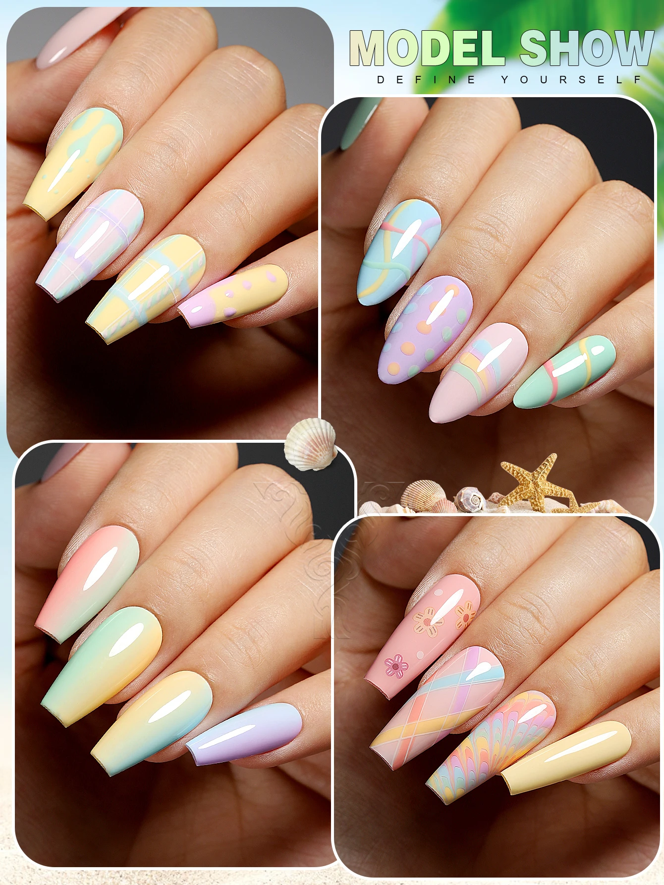 YOKEFELLOW 6/PCS Pastel Gel Nail Polish Set Spring Summer Gel Polish Macaron Candy Sweet Color Soft Pink Yellow Blue Gel Polish