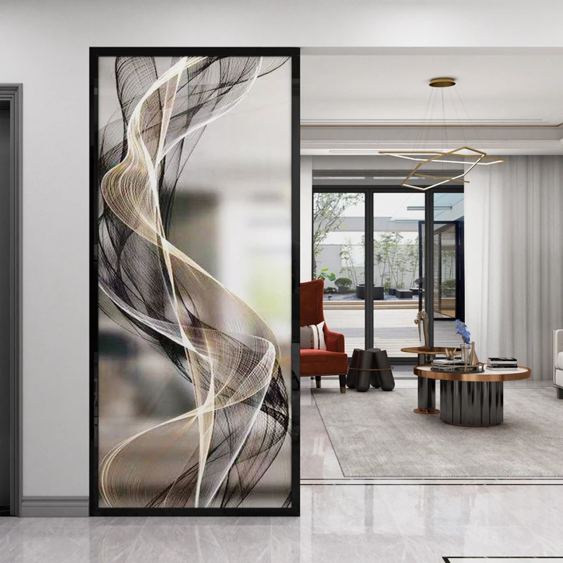 

Custom wrought iron stainless steel screen partition simple modern living room bedroom glass home bathroom shelter porch.