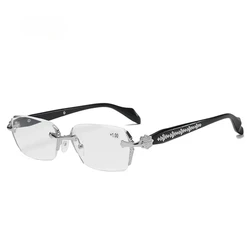 Enhanced Rimless Anti - Blue Light Diamond - Cut Reading Glasses for Fashion and Comfort (Silver)