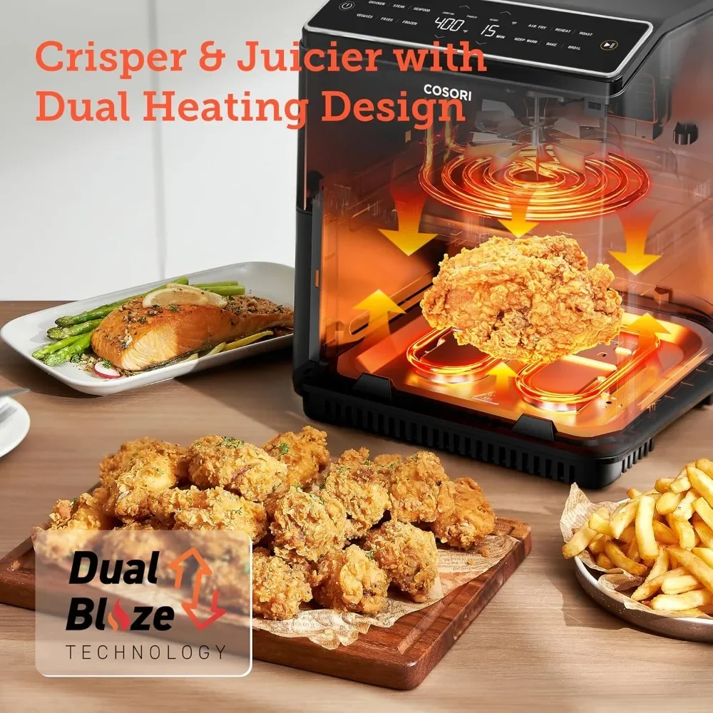 ir Fryer, 12-in-1 Dual Blaze for 360° Crispy Meals, No Shaking & Preheating to Fast Cooking with Bake, Roast, Broi 2