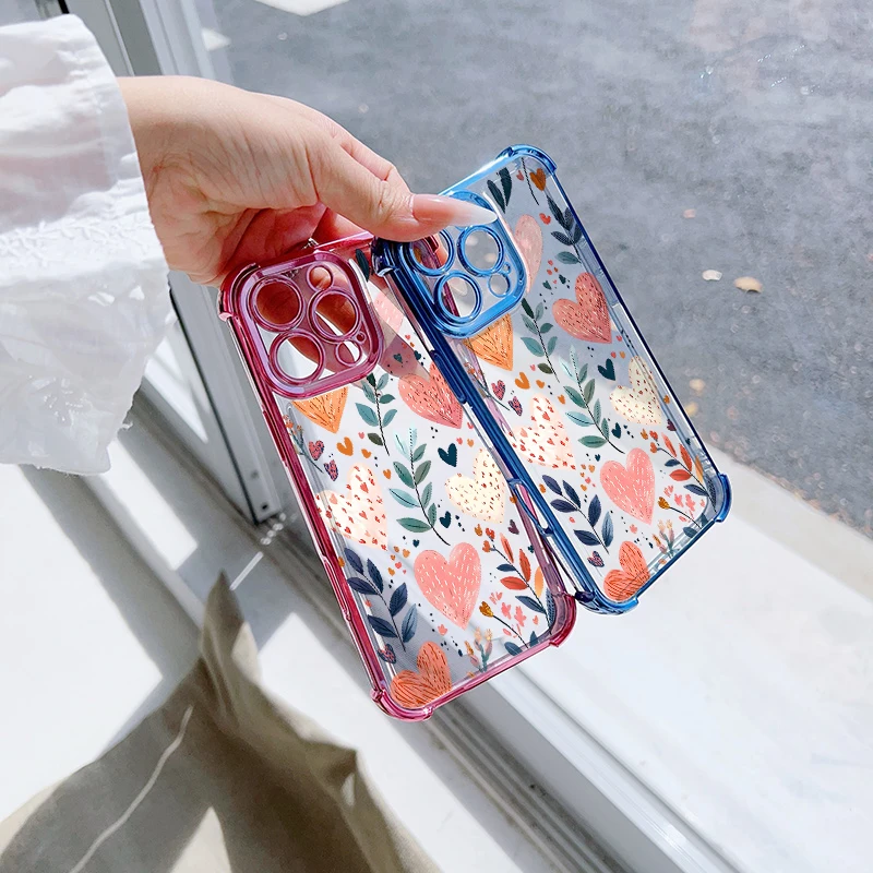 Graffiti Heart Flower Clear Soft TPU Phone Case