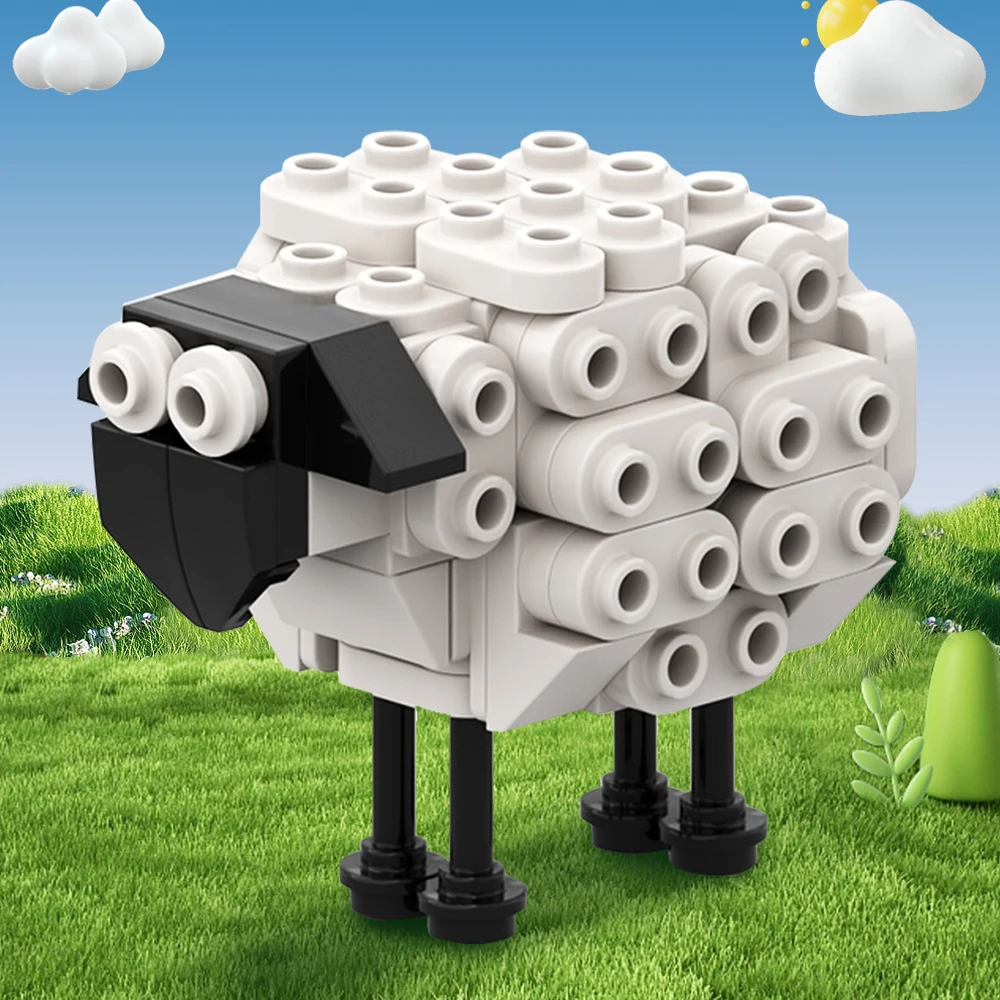 

MOC Mini White Sheep DIY Building Block Zodiac Sheep Model Brick Creativity Animal Toys Education DIY For Children Birthday Gift