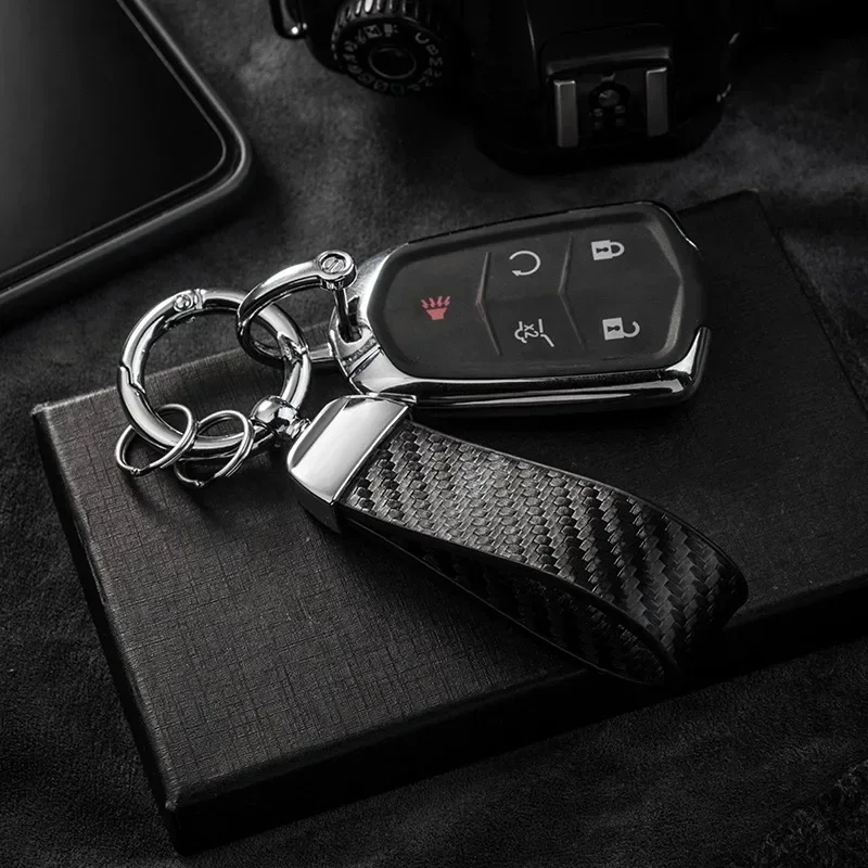 Carbon Fiber Style Keychain 360 Rotatable Universal Fit