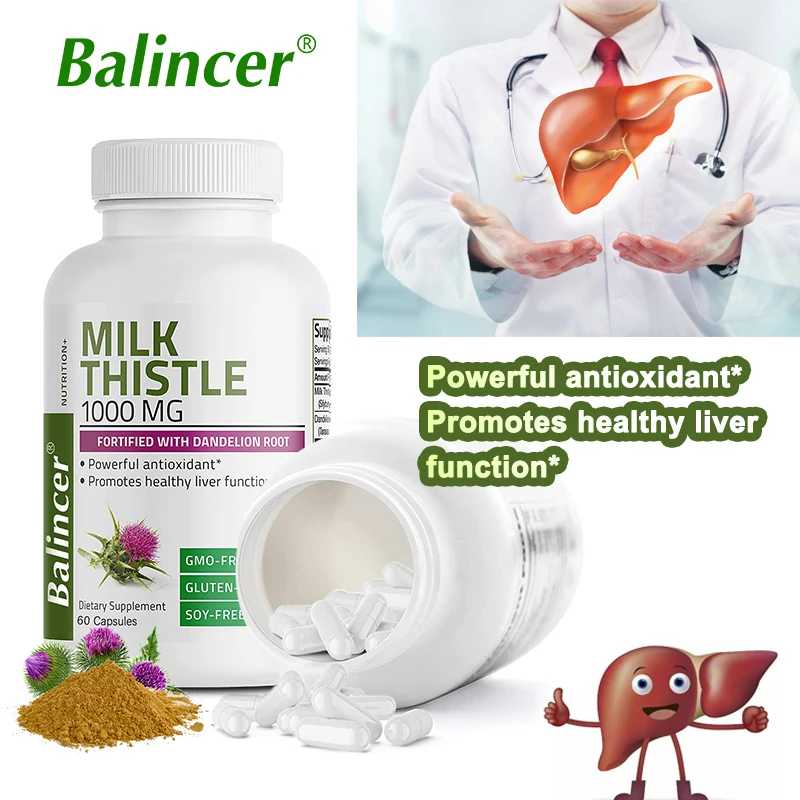 Milk Thistle Capsules-Helps Repair Liver Supports Liver Detoxification Cleanses and Nourishes Liver Antioxidant