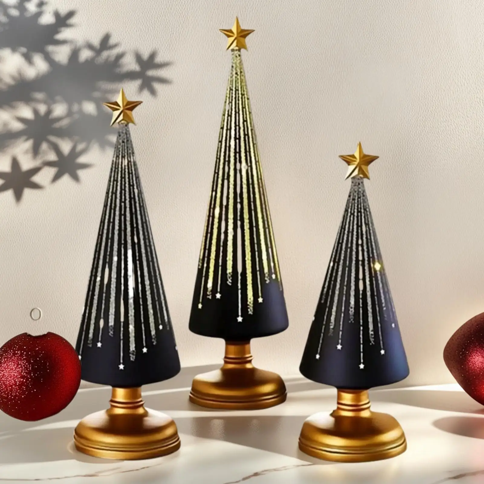 3pcs Table Christmas Tree Decorations Christmas Ornament Artificial Resin Star Topper Tree Figurine for Home Room Winter decors