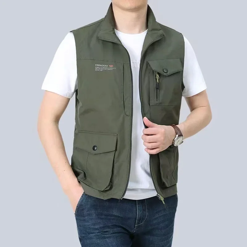 Spring/Summer Work Vest Men's Thin Multi Pocket Outdoor Wear Fishing Photography Tactical Tank Top Quick Drying Coat Camping