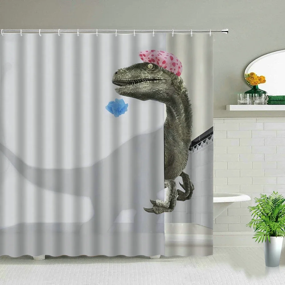 Funny Elephant Shower Curtain Bathroom Set with Hooks Animal Polyester Bath Curtains Cute kid child Room Decor Hanging Cloth 3