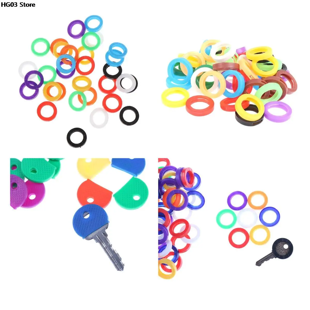 

10/50pcs Bright Colors Hollow Multi Color Rubber Soft Keys Locks Cap Key Covers Topper Keyring Elastic Case Round Soft Silicone