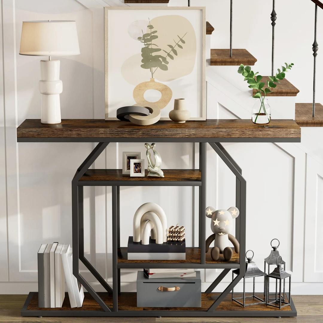 4-Tier Industrial Console Table 1