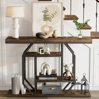 4-Tier Industrial Console Table 1