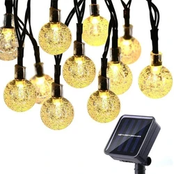 Crystal Ball Solar LED String Lights - Waterproof, Multi - Mode Outdoor Decor Lighting - 20LEDs 5Meter (Warm White)