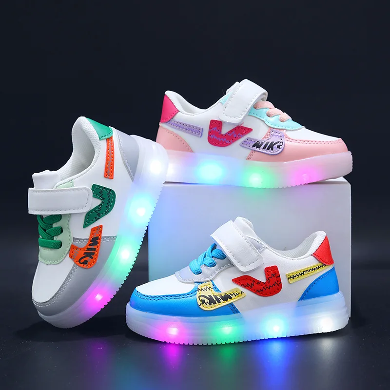 Children Sport Shoes With LED Lights 1 To 6 Years Old Kids Shoes Boys Girls Toddler Anti-Slippery Sneakers With Luminous Sole