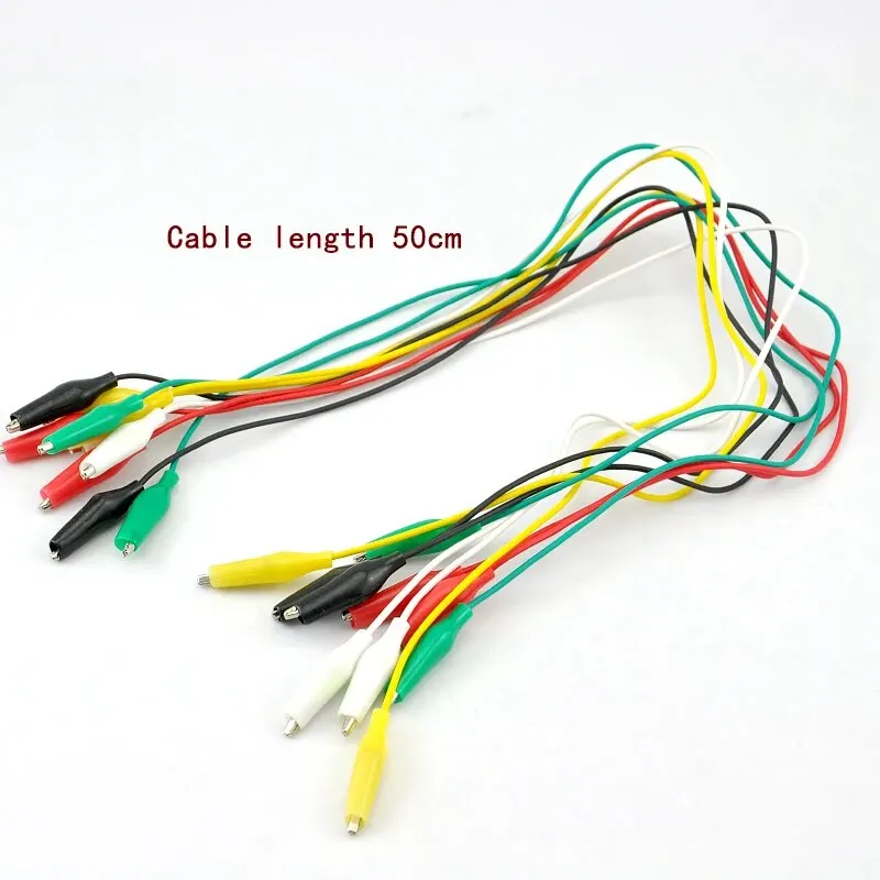 Alligator Clips 10pcs Colorful Electric DIY Small Battery Power Cord Sheath Double Head Test Clamp 28mm 35mm 45mm 50cm