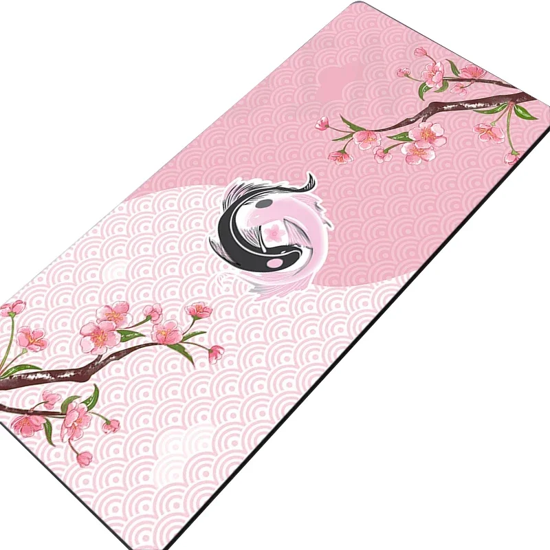 وسادة فأرة كبيرة للألعاب بطبعة ساكورا، مقاس 90x40 سم، مصممة لتغطية المكتب بالكامل، توفر سطحًا مريحًا للفأرة ولوحة المفاتيح لأجهزة الكمبيوتر.  Large Gaming Mousepads Sakura Mouse Pad Computer Mousepad Mouse Mat 90x40cm Desk Pads For PC Keyboard Mats Table 