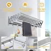 Clothes Drying Rack Wall Mounted Balcony Toilet Scalable Towel Storage Shelf Foldable Drying Racks Stainless Steel Towel Rack 2