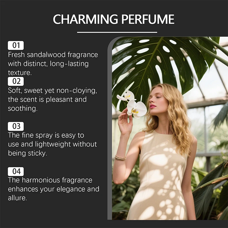 Profumo affascinante ai feromoni dell'uomo per attirare la donna, nebulizzatore seducente di fragranza di rose di alette di legno di sandalo, profumo per appuntamenti che scorre - immagine 3