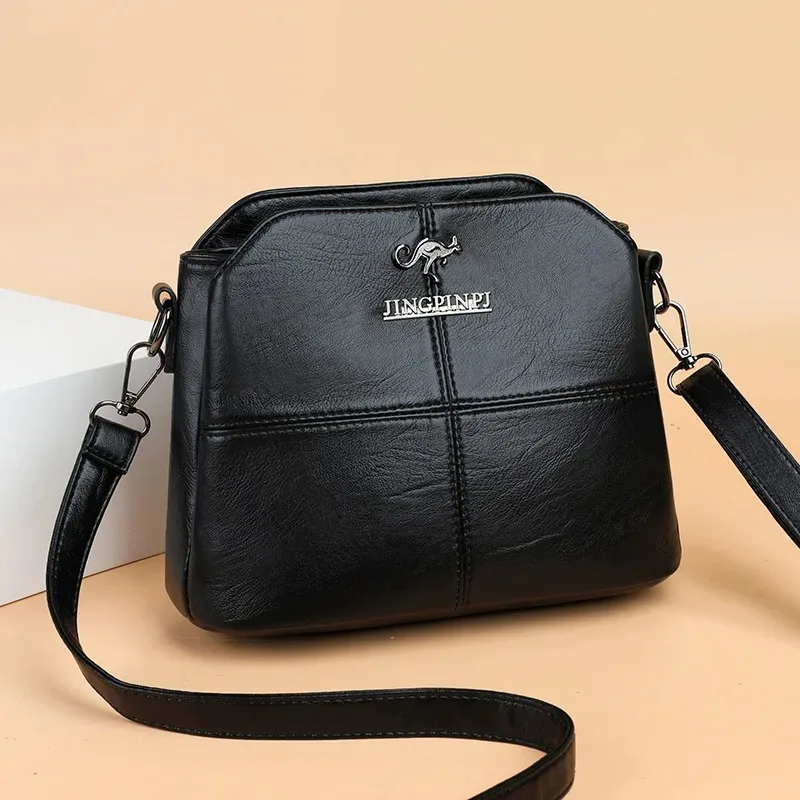 Fashionable Three Interlayer Synthetic Leather Crossbody Bag with Polyester Lining, Stylish Square Single Shoulder Bag for Women