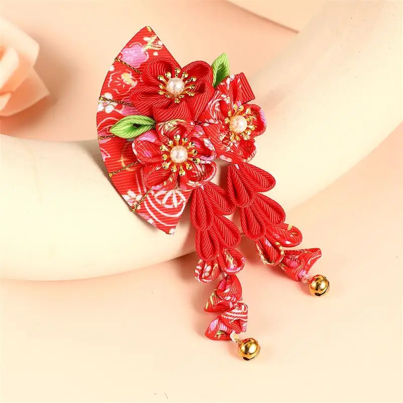 Japanese style red, green and pink Mizuhiki metal hair clips – PlanetCraft  植創工房