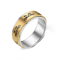 AsJerlya Anxiety Ring Fidget Spinner Rings For Women Men Stainless Steel Rotate Freely Cat Anti Stress Accessories Jewelry 2