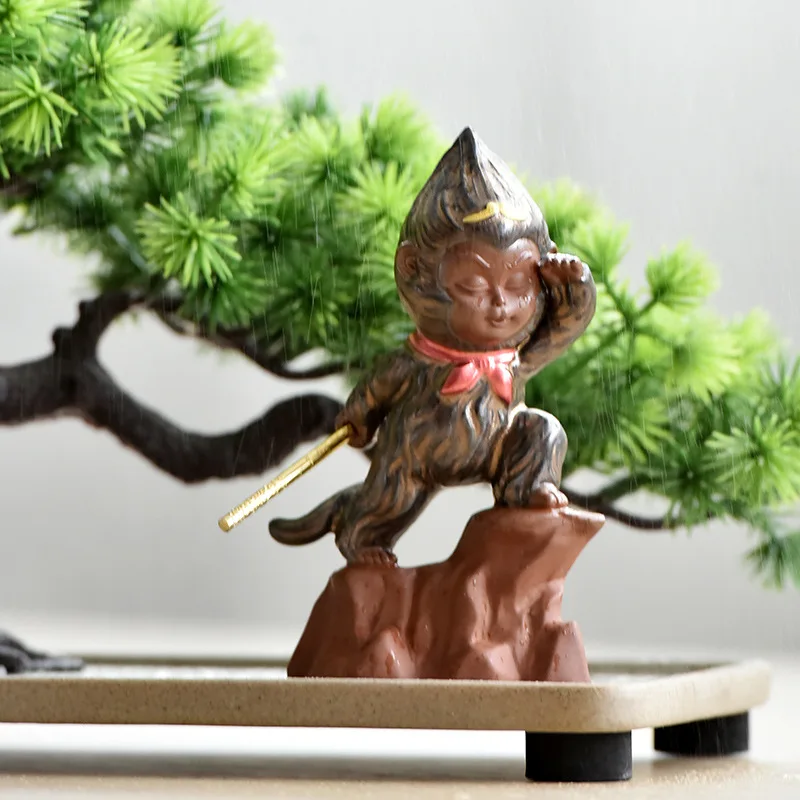 Ceramic Sun Wukong Statue, Monkey King Model, Cute Home Desktop, Tea Set Decoration, Car Crafts, Crafts
