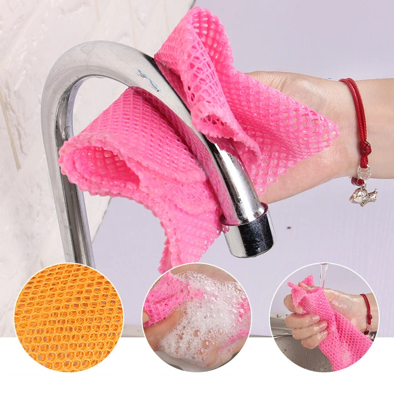 

2pcs Innovative Dish Washing Net Cloths Rapid Dry Scourer Mesh Washing Cloths Kitchen Cleaning Tool Cleaning Cloths