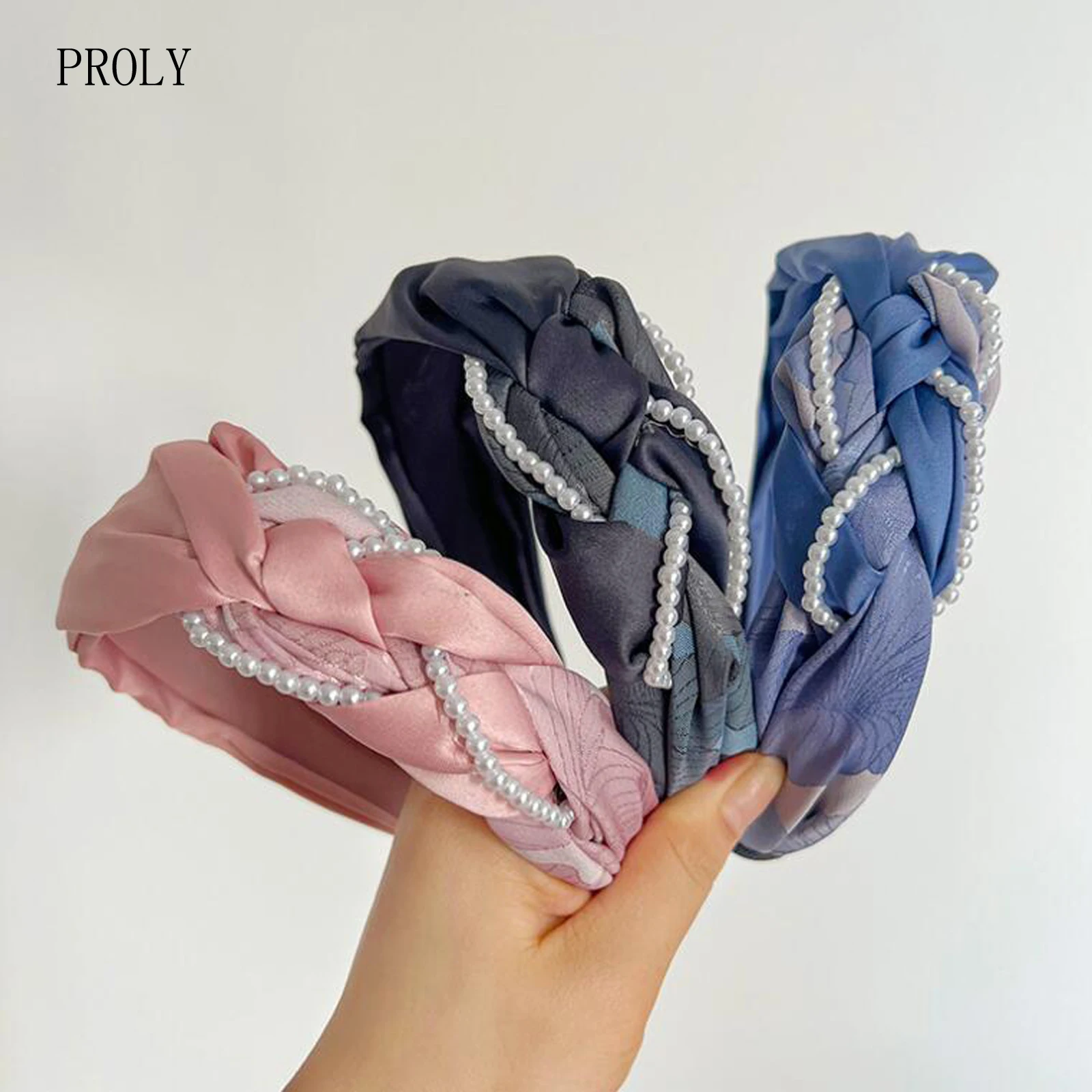 

Новинка, модные аксессуары для волос PROLY для взрослых, ободок с искусственным жемчугом, широкая боковая повязка на голову, осень