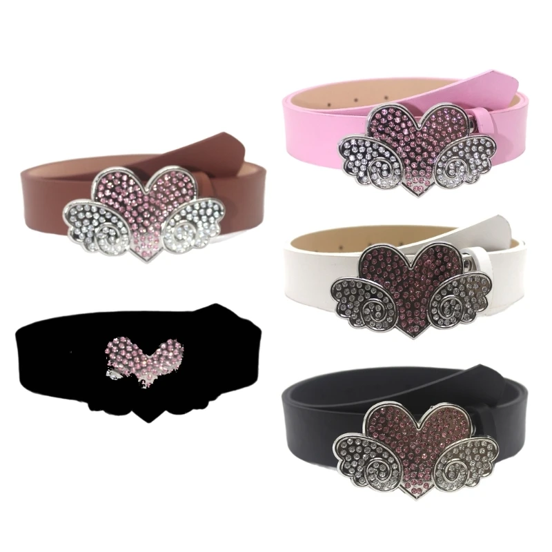 

Harajuku Heart Wing Waist Belt for Jeans Glitter Belt for Cowboy Cowgirl Teens Coat Jeans Skirt Waistband
