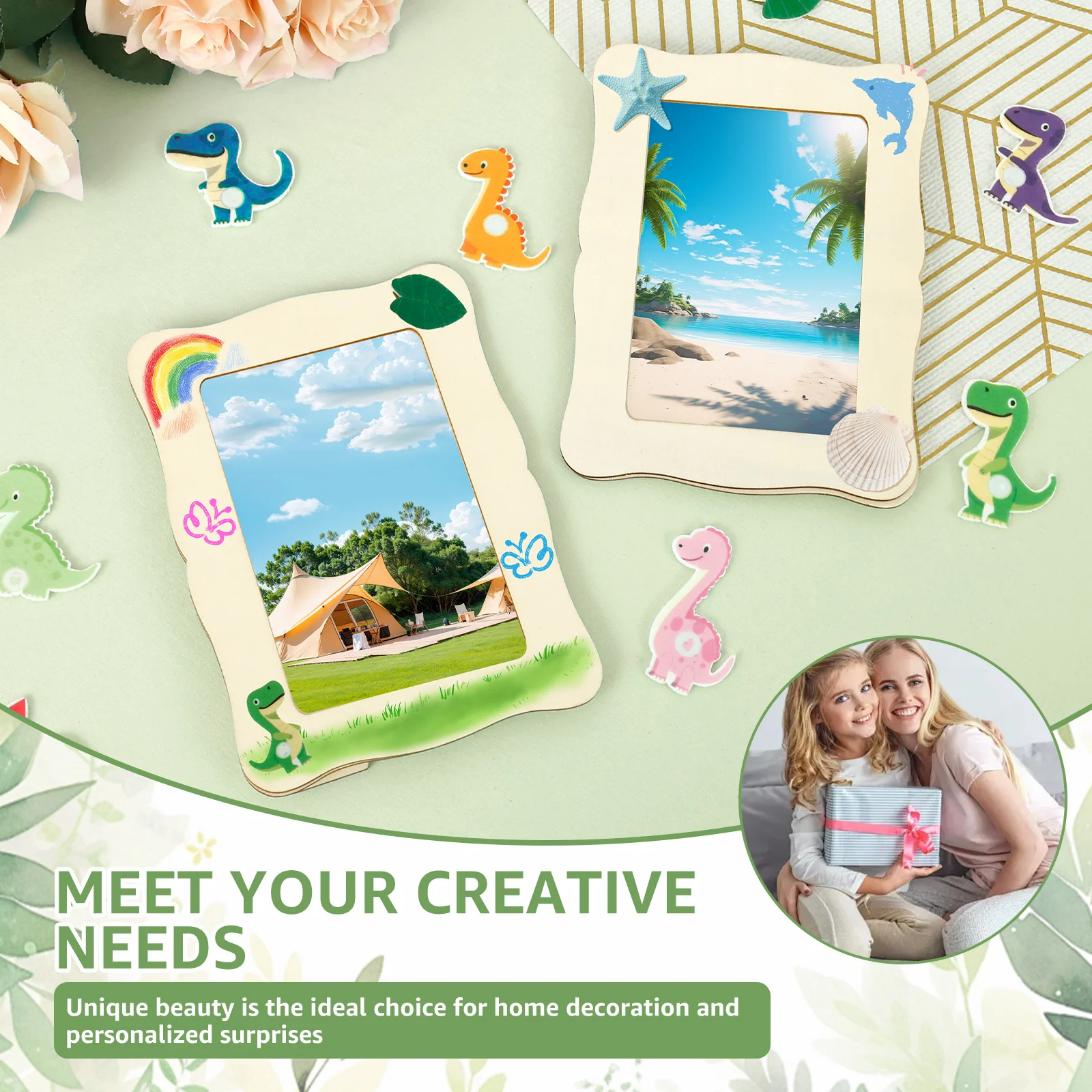Unfinished Wooden Frames 10Pcs Wavy/Rectangle Photo Holder DIY Painting Crafts Photo Display Stand Home Office Desktop Decor photo frame wood canvas frame wood photo frame wood frame wood picture frame