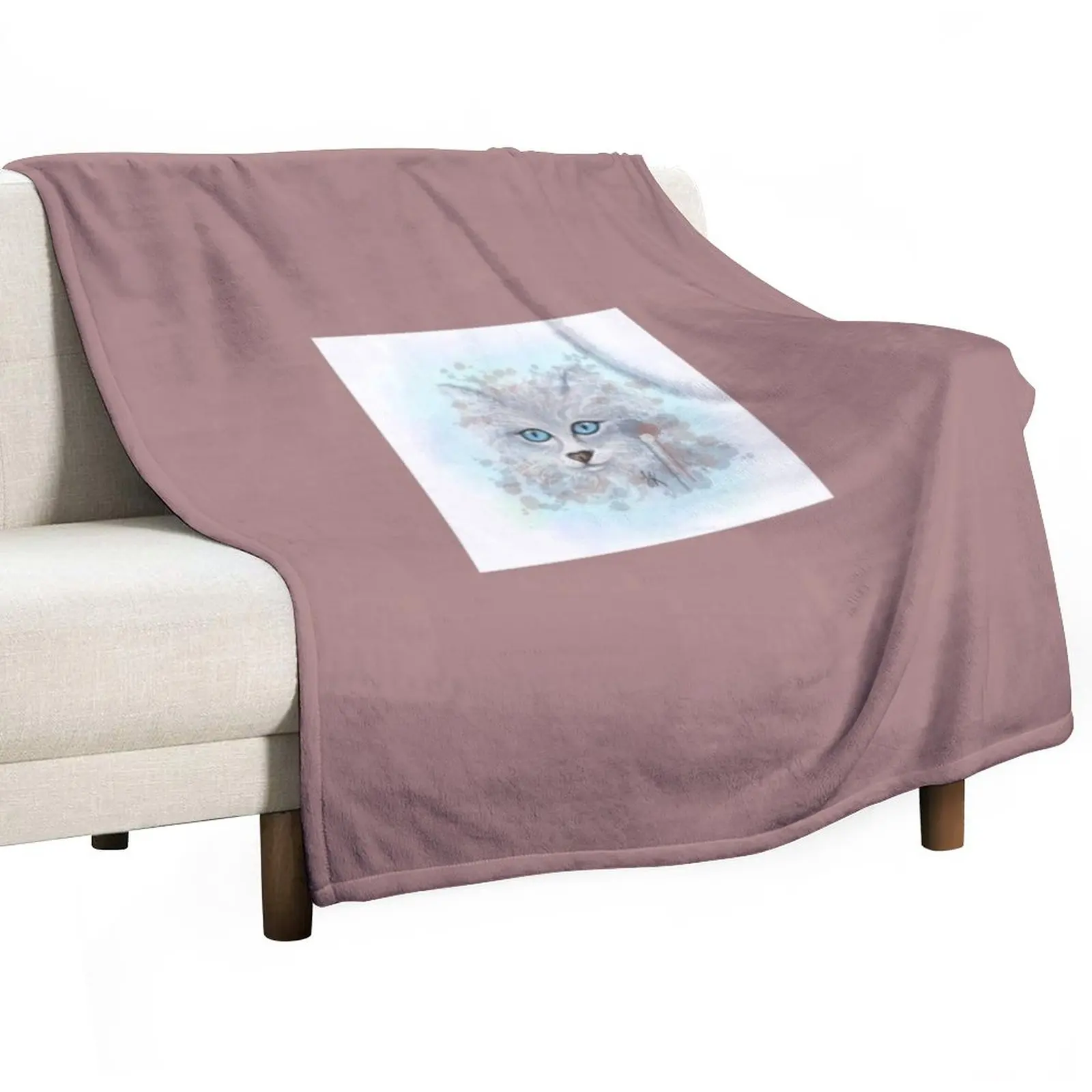 

Cat portrait HG Rose Throw Blanket Beach Hair heavy to sleep Blankets