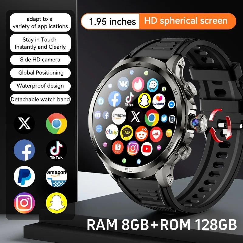 8GB+128GB Smart Watch 5G LTE With 190° Rotary Camera Google Play Store ...