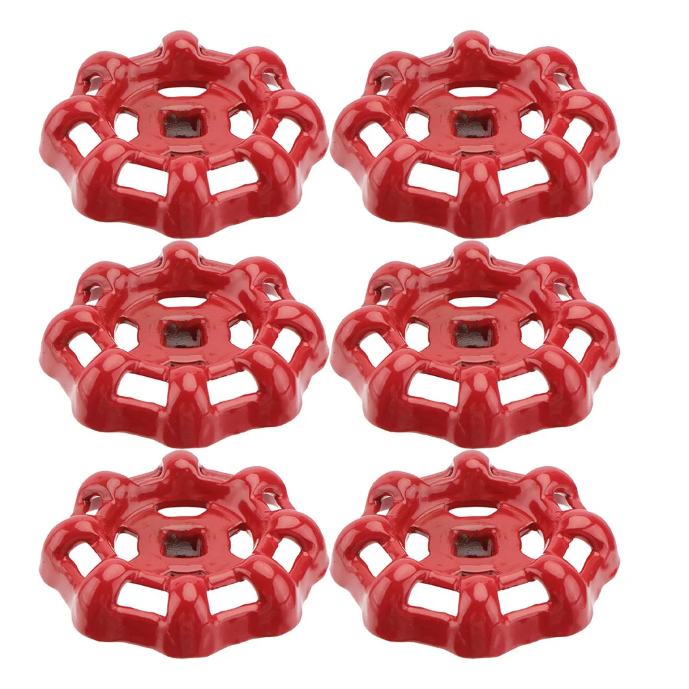 

6 Pcs Decor Gate Valve Handle Shutoff Fitting Accessories Wheel Red Cast Iron Decorative